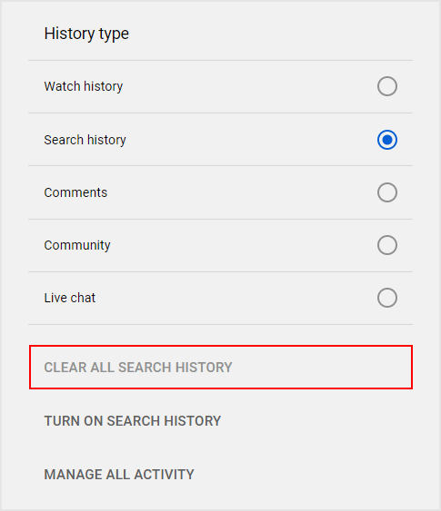 How to clear watch and search history best sale on youtube
