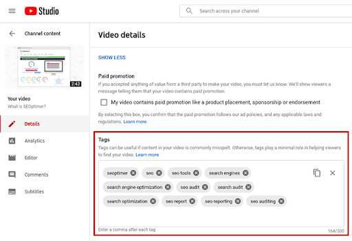 YouTube Tag Extractor Tool