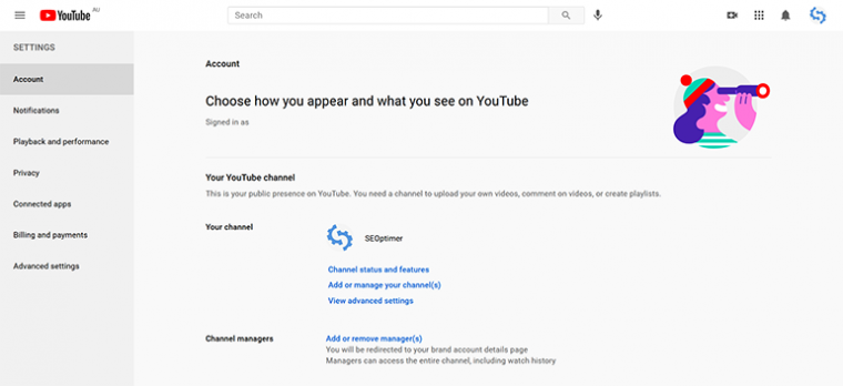 YouTube Account Settings