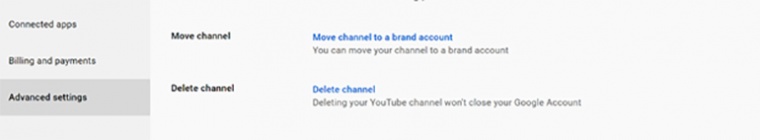Move channel to brand account